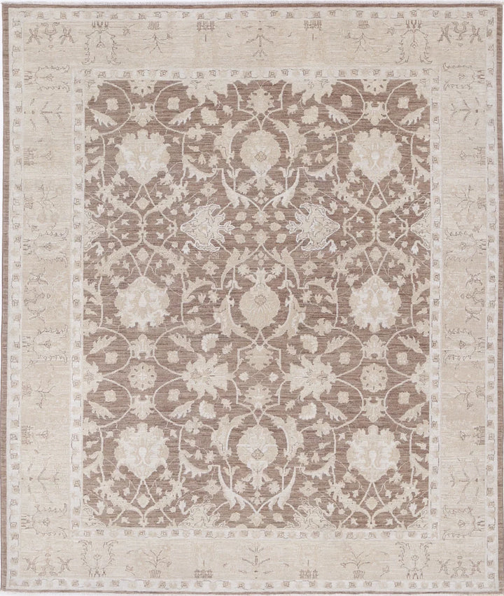 Brown Afghan Serenity Rug 7' 8" x 9' 6" Hand-Knotted | No. AT76366