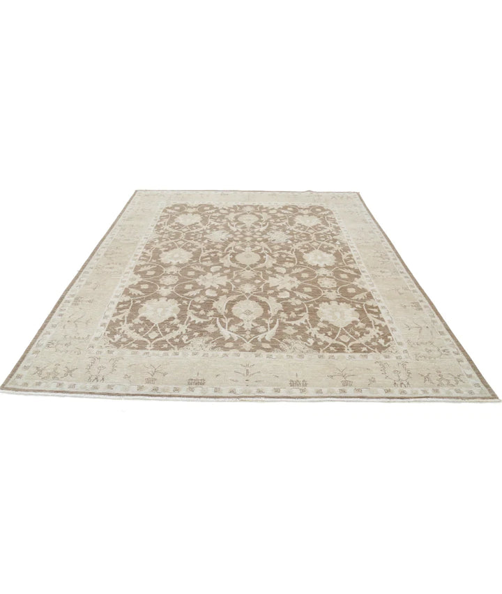 Brown Afghan Serenity Rug 7' 8" x 9' 6" Hand-Knotted | No. AT76366
