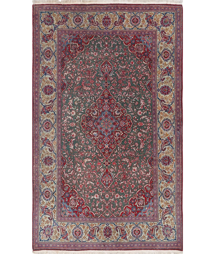 Persian Kashan Fine Rug 4' 1" x 6' 9" Hand-Knotted | No. AT76371