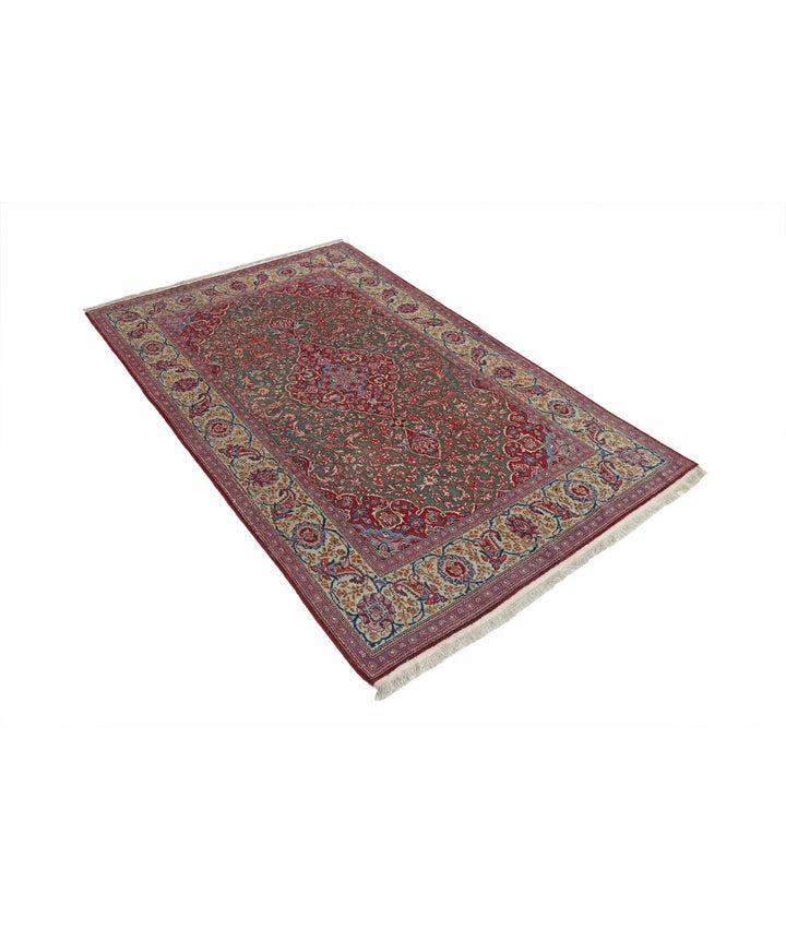 Persian Kashan Fine Rug 4' 1" x 6' 9" Hand-Knotted | No. AT76371