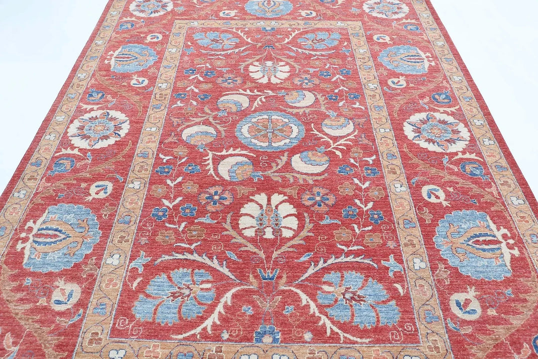Afghan Ziegler Suzani Rug 6' 7" x 9' 10" Hand-Knotted | No. AT76443