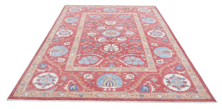 Afghan Ziegler Suzani Rug 6' 7" x 9' 10" Hand-Knotted | No. AT76443