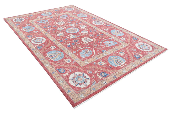Afghan Ziegler Suzani Rug 6' 7" x 9' 10" Hand-Knotted | No. AT76443