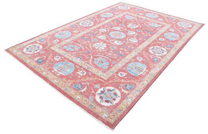 Afghan Ziegler Suzani Rug 6' 7" x 9' 10" Hand-Knotted | No. AT76443