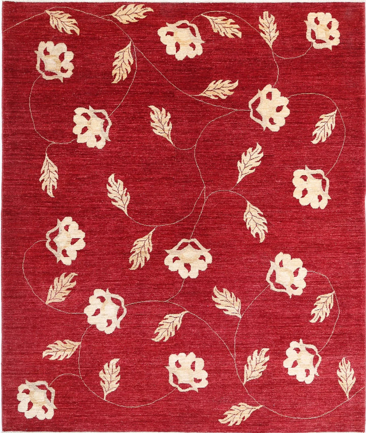 Rust Afghan Oriental Rug 6' 6" x 7' 9" Hand-Knotted | No. AT76449