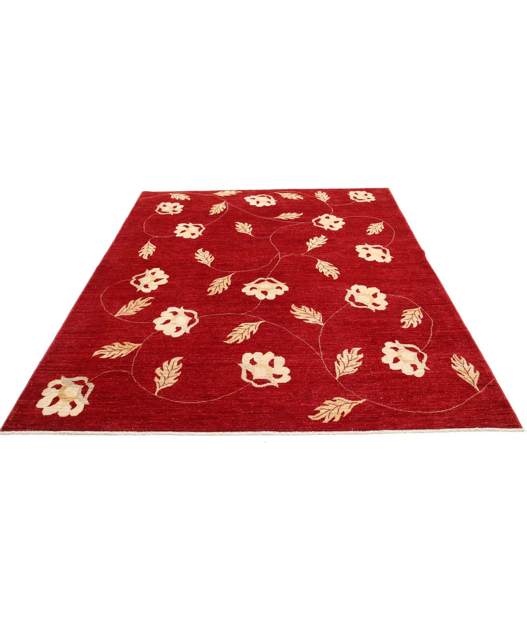 Rust Afghan Oriental Rug 6' 6" x 7' 9" Hand-Knotted | No. AT76449