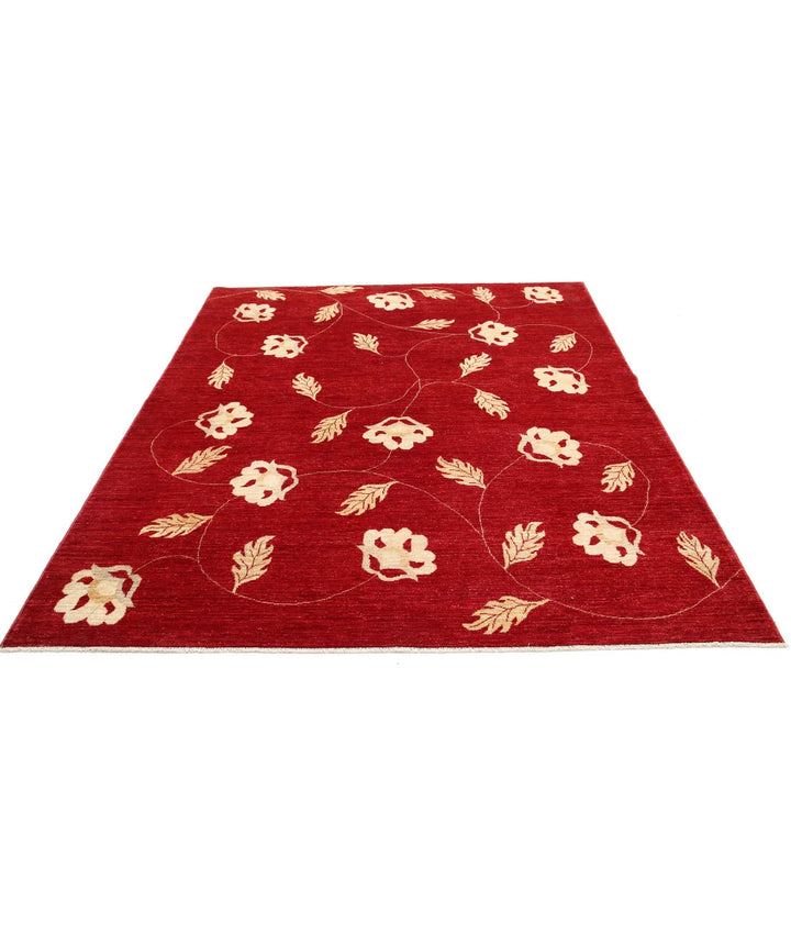 Rust Afghan Oriental Rug 6' 6" x 7' 9" Hand-Knotted | No. AT76449