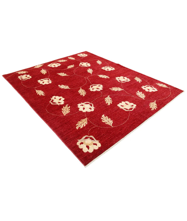 Rust Afghan Oriental Rug 6' 6" x 7' 9" Hand-Knotted | No. AT76449