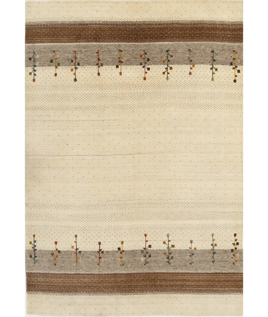 Ivory Indian Oriental Rug 5' 1" x 7' 4" Hand-Knotted | No. AT76571