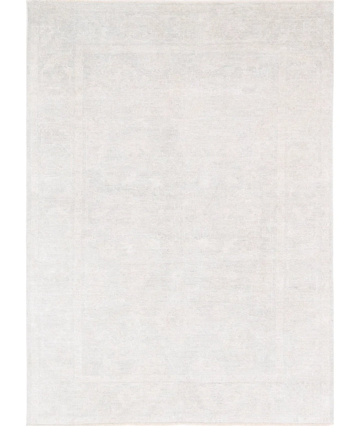 Ivory Afghan Oushak Rug 6'5" x 9'0" Hand-Knotted | No. AT765927