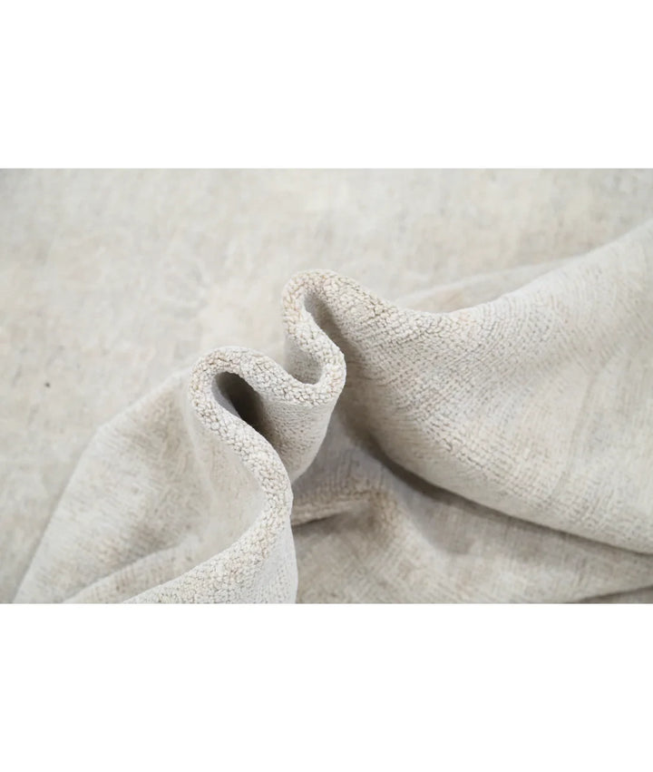 Ivory Afghan Oushak Rug 6'5" x 9'0" Hand-Knotted | No. AT765927