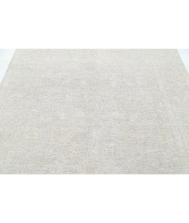 Ivory Afghan Oushak Rug 6'5" x 9'0" Hand-Knotted | No. AT765927
