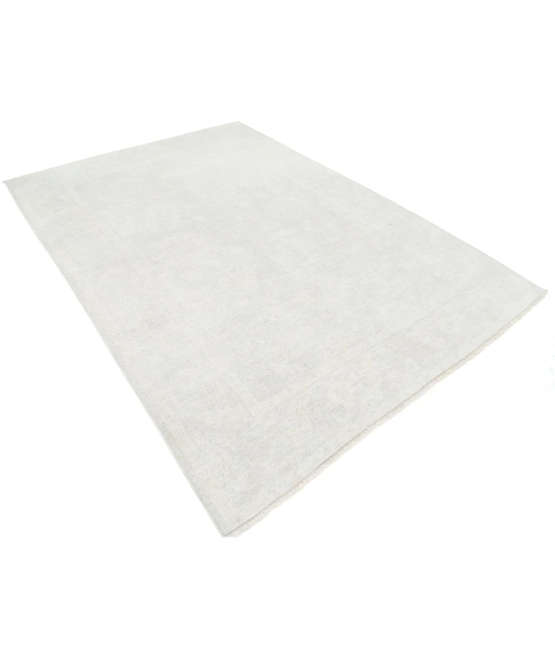Ivory Afghan Oushak Rug 6'5" x 9'0" Hand-Knotted | No. AT765927