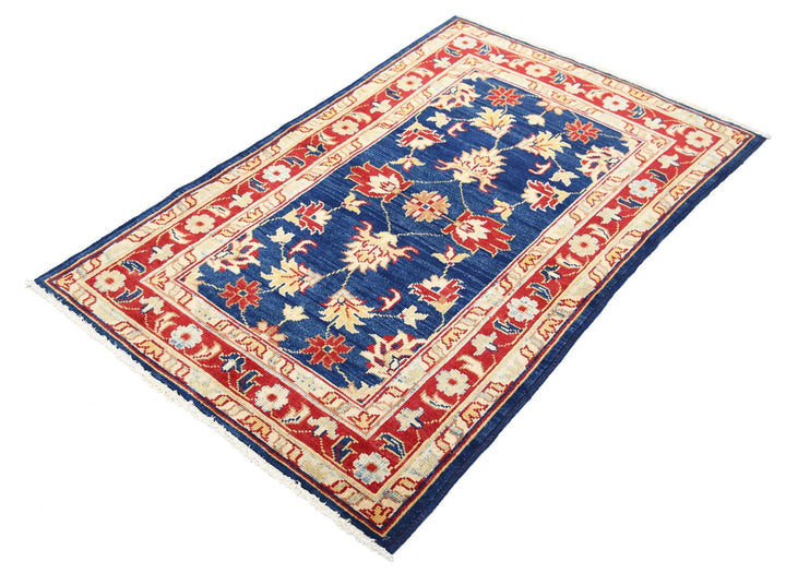 Blue Afghan Ziegler Rug 3' 0" x 4' 9" Hand-Knotted | No. AT76593
