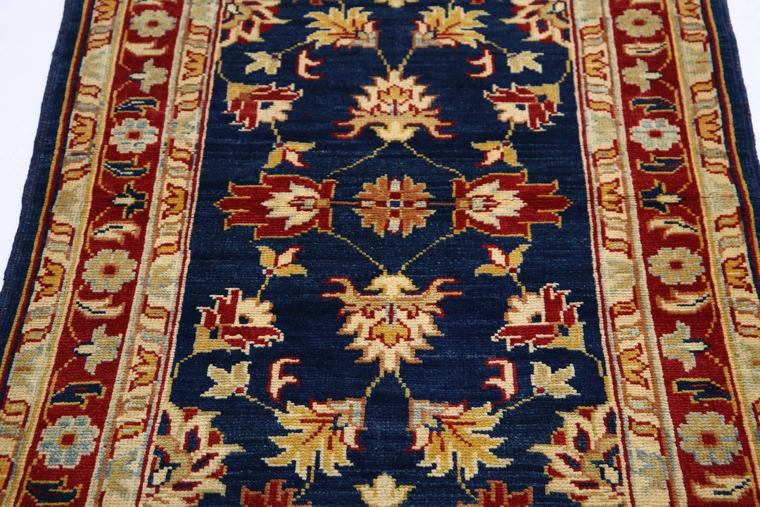 Blue Afghan Ziegler Rug 3' 0" x 4' 9" Hand-Knotted | No. AT76593