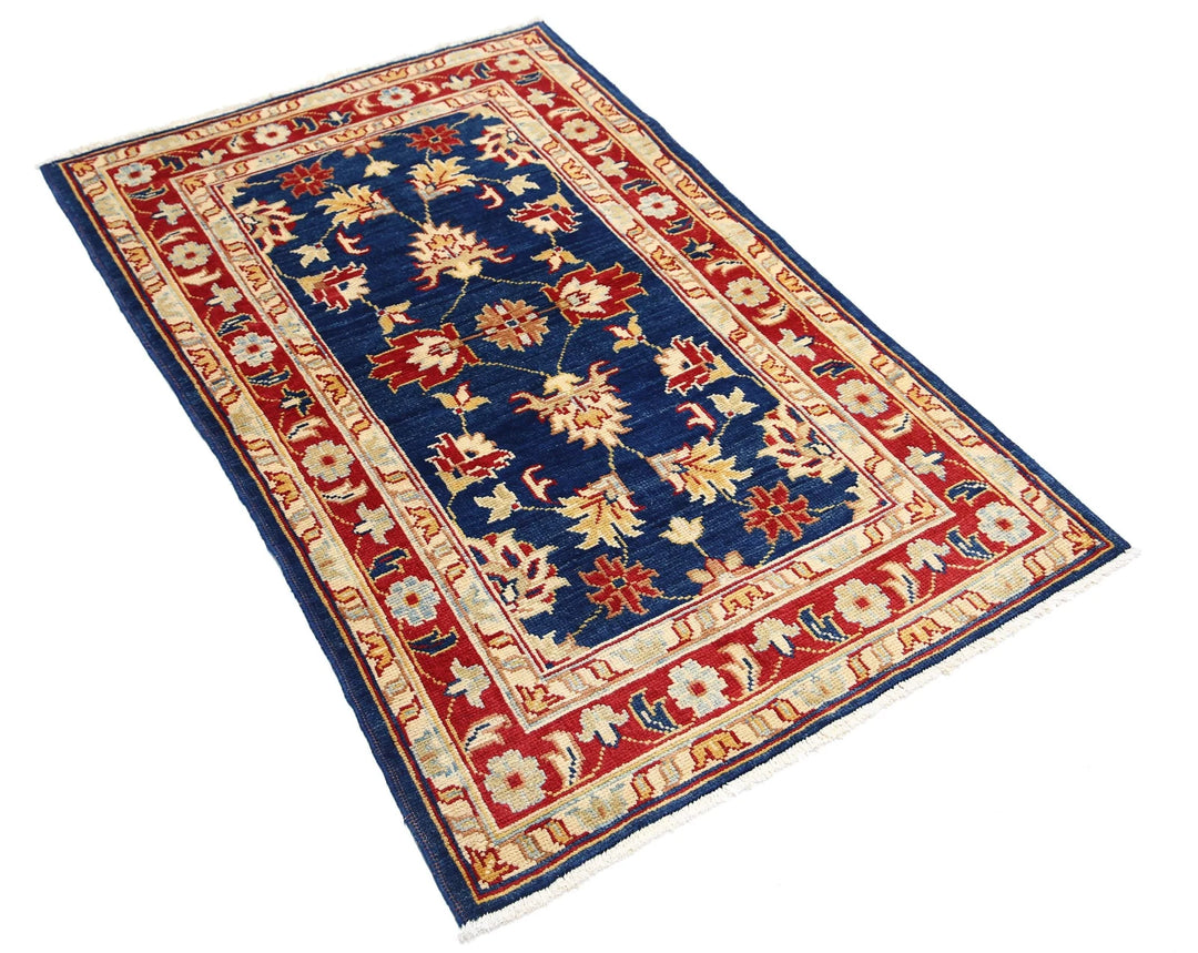 Blue Afghan Ziegler Rug 3' 0" x 4' 9" Hand-Knotted | No. AT76593