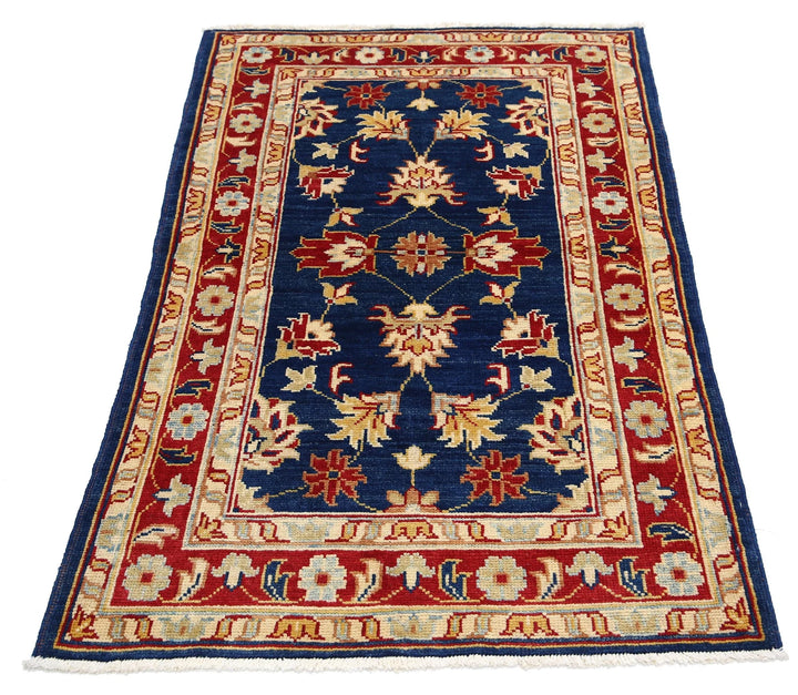Blue Afghan Ziegler Rug 3' 0" x 4' 9" Hand-Knotted | No. AT76593
