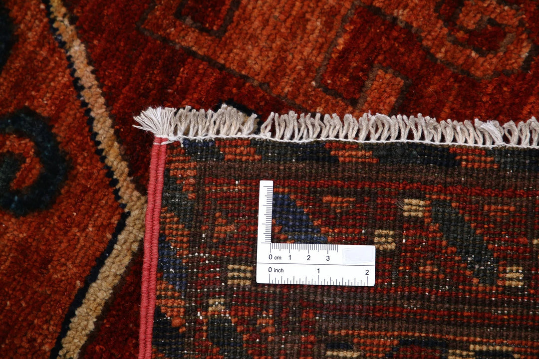 Red Afghan Humna Rug 6'5" x 9'4" Hand-Knotted | No. AT76595