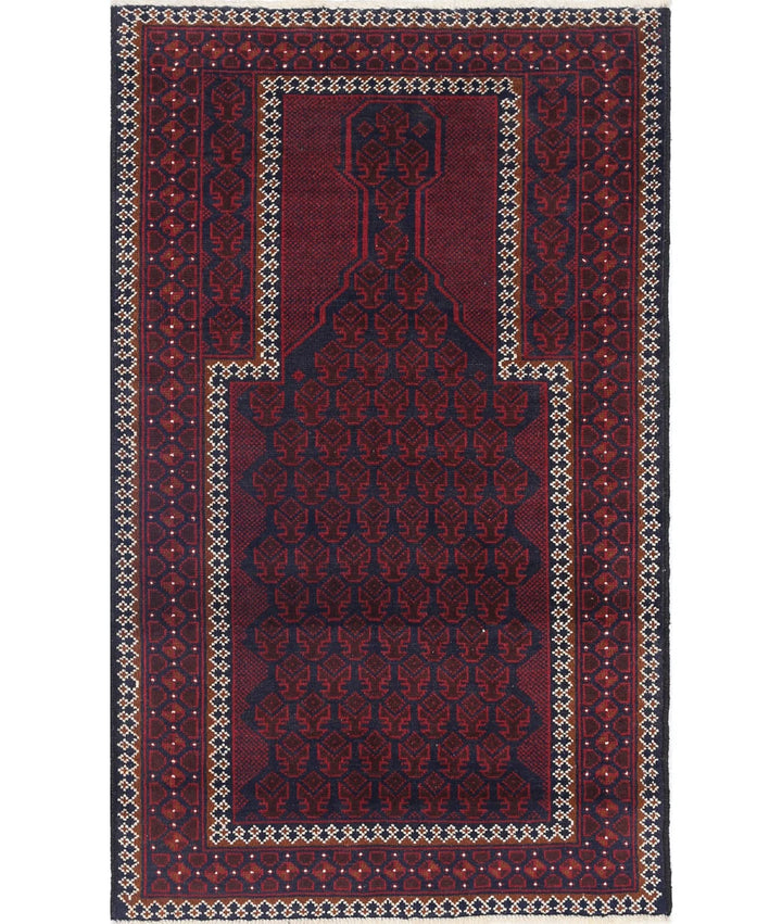Red Afghan Baluchi Rug 2' 9" x 4' 7" Hand-Knotted | No. AT76759