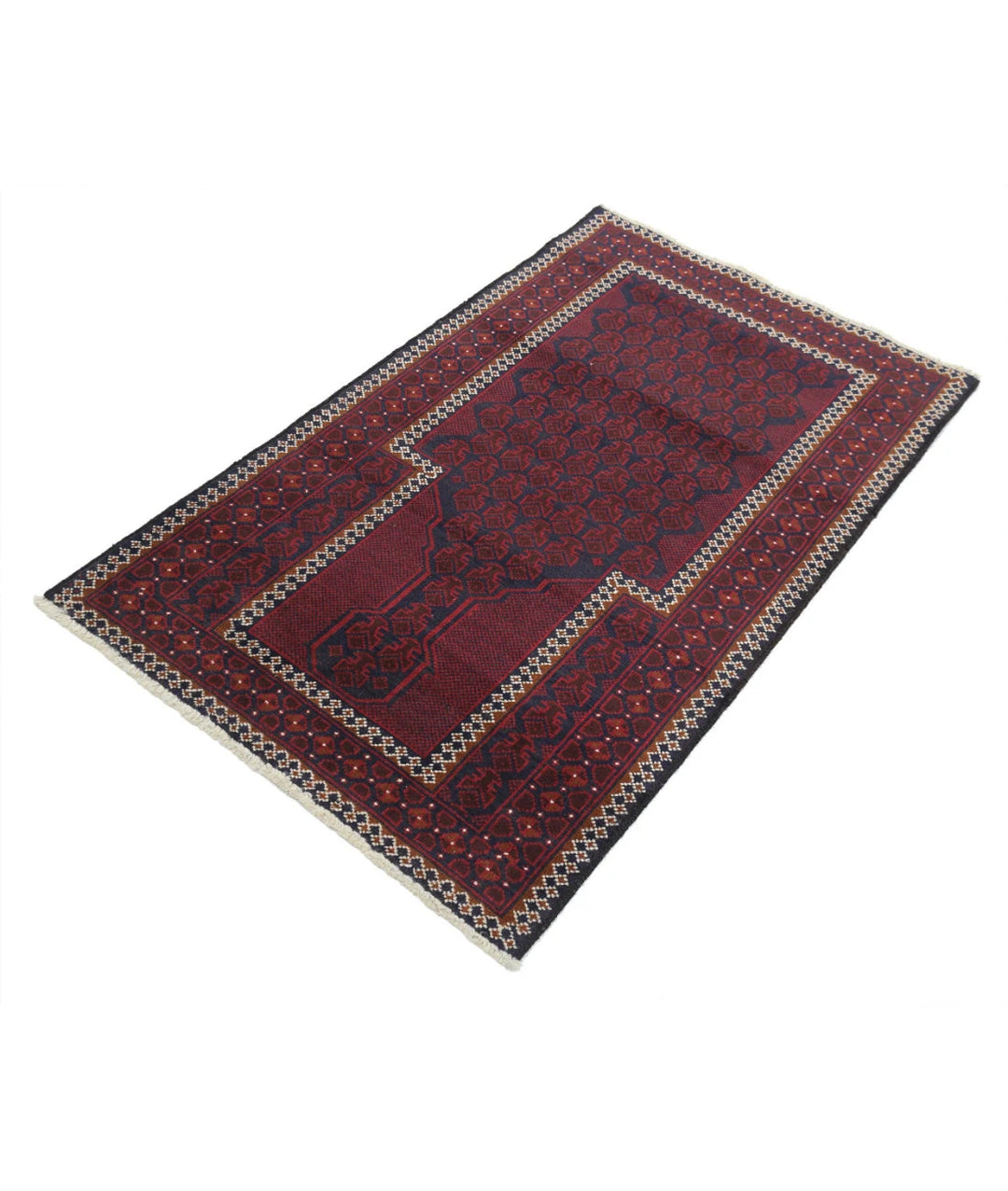 Red Afghan Baluchi Rug 2' 9" x 4' 7" Hand-Knotted | No. AT76759