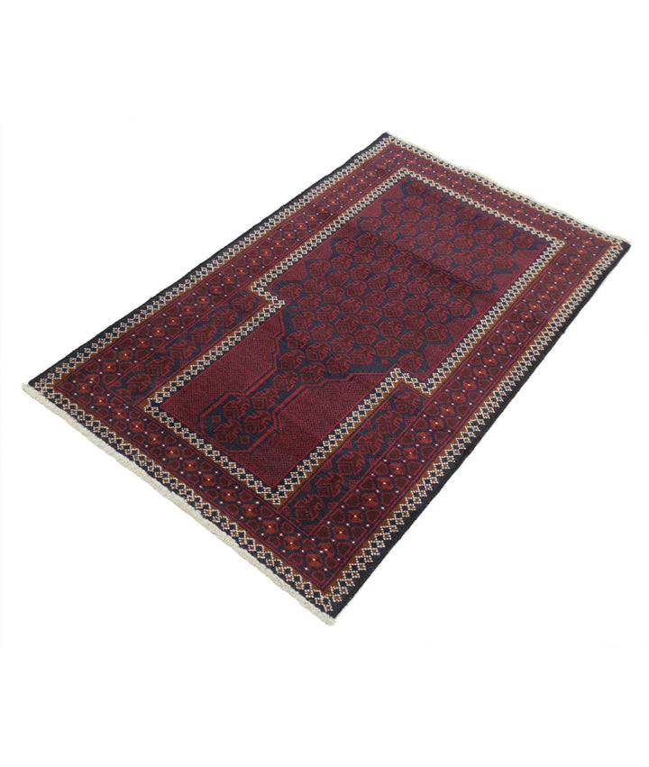 Red Afghan Baluchi Rug 2' 9" x 4' 7" Hand-Knotted | No. AT76759