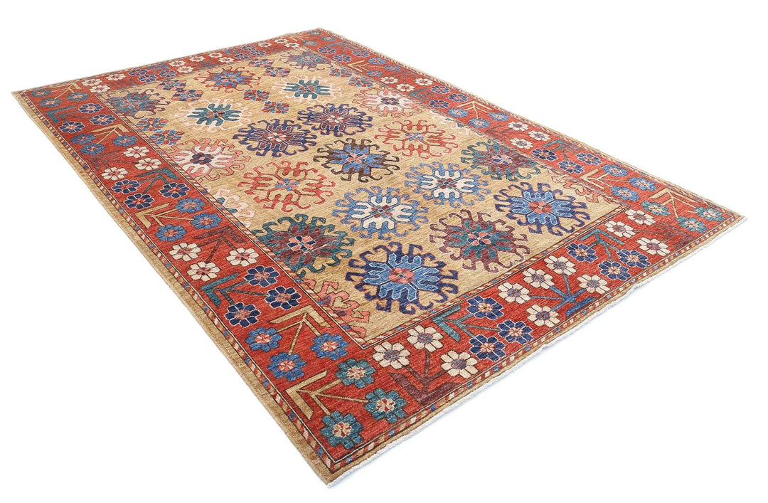 Afghan Nomadic Caucasian Humna Rug 6' 10" x 10' 1" Hand-Knotted | No. AT76778