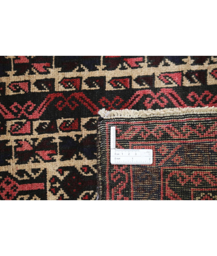 Red Afghan Baluchi Rug 3' 0" x 4' 11" Hand-Knotted | No. AT76799