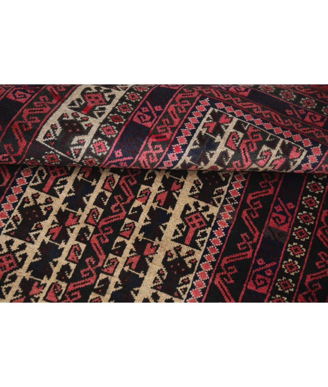 Red Afghan Baluchi Rug 3' 0" x 4' 11" Hand-Knotted | No. AT76799