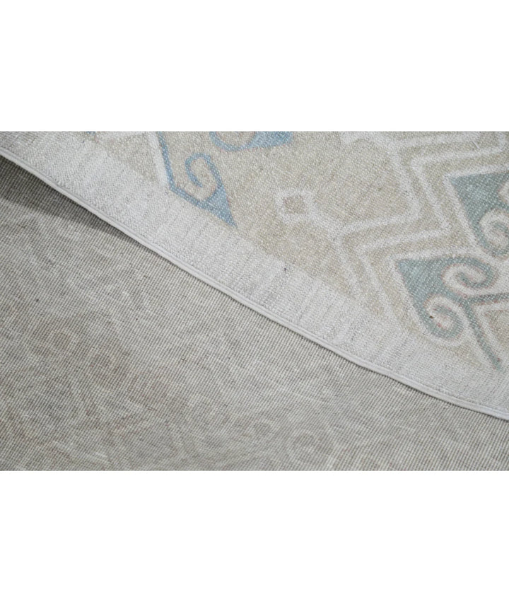 Ivory Afghan Tabriz Rug 6' 6" x 9' 6" Hand-Knotted | No. AT76852
