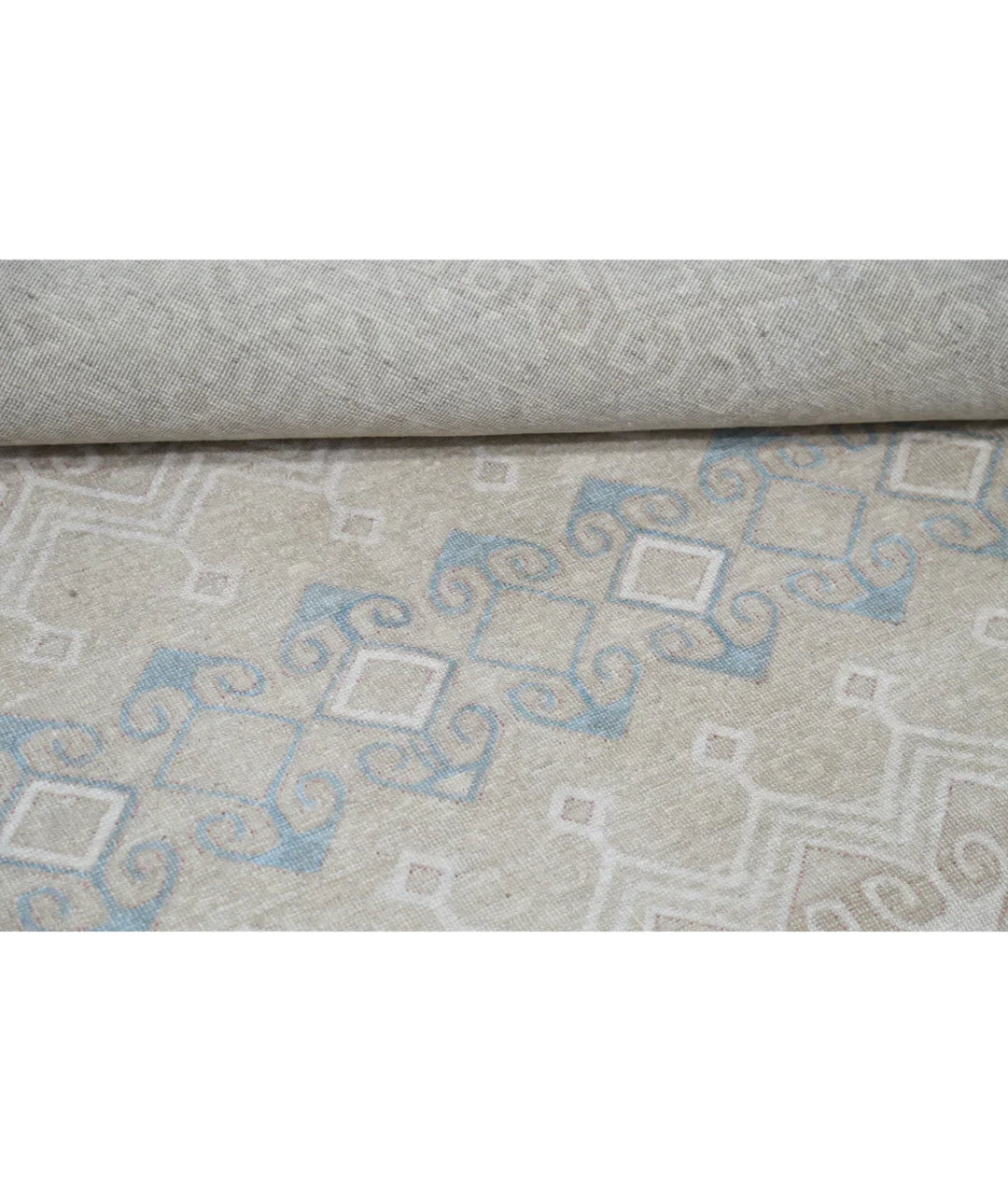 Ivory Afghan Tabriz Rug 6' 6" x 9' 6" Hand-Knotted | No. AT76852