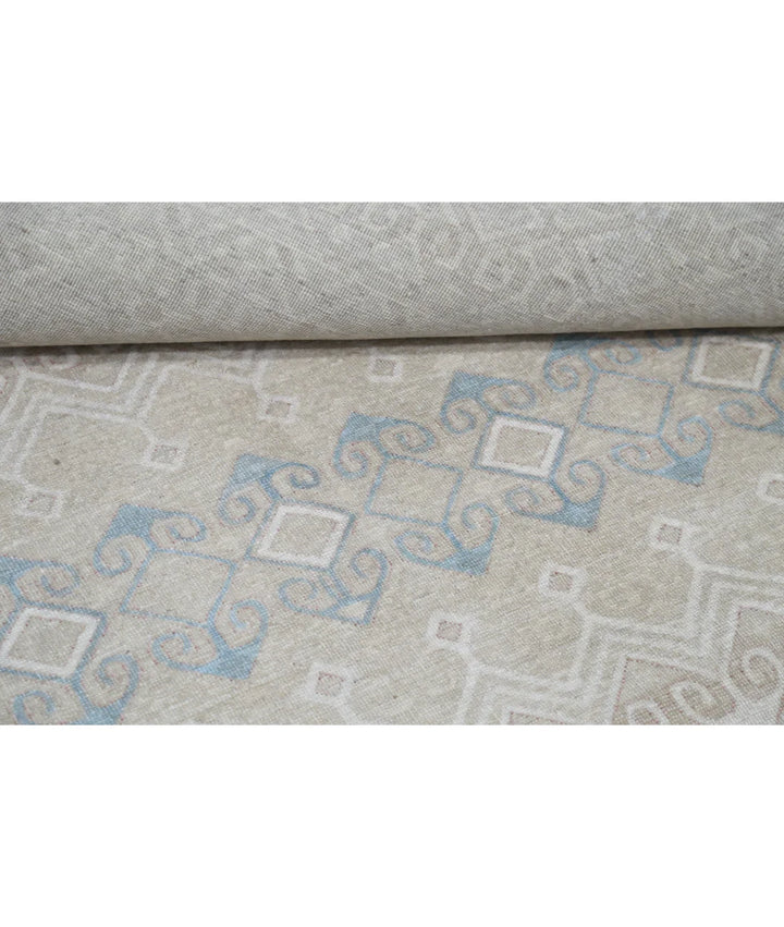 Ivory Afghan Tabriz Rug 6' 6" x 9' 6" Hand-Knotted | No. AT76852
