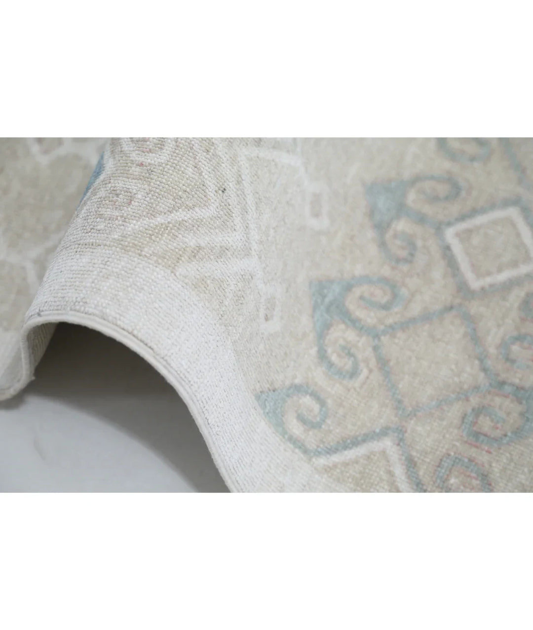 Ivory Afghan Tabriz Rug 6' 6" x 9' 6" Hand-Knotted | No. AT76852