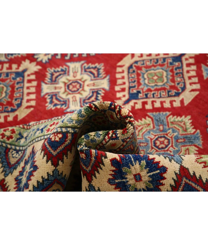 Afghan Kazak Rug 9' 1" x 9' 2" Hand-Knotted | No. AT76860