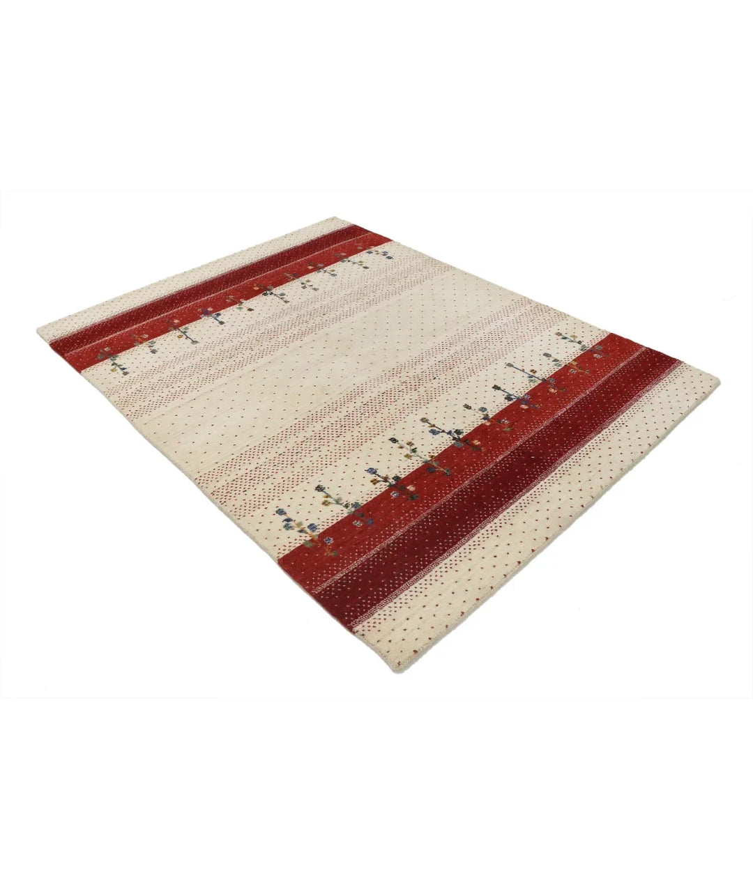 Ivory Indian Oriental Rug 4' 9" x 6' 6" Hand-Knotted | No. AT76920