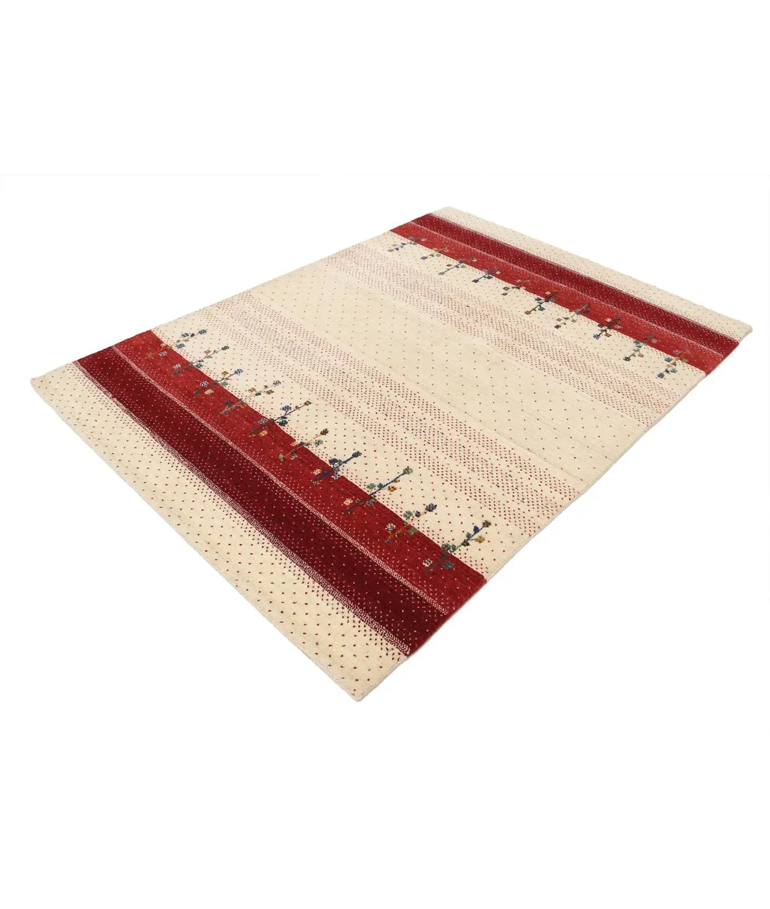 Ivory Indian Oriental Rug 4' 9" x 6' 6" Hand-Knotted | No. AT76920
