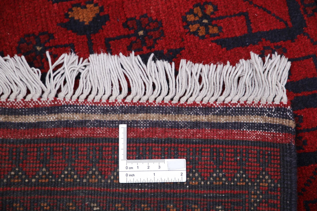 Red Afghan Tribal Rug 6' 6" x 9' 11" Hand-Knotted | No. AT76938