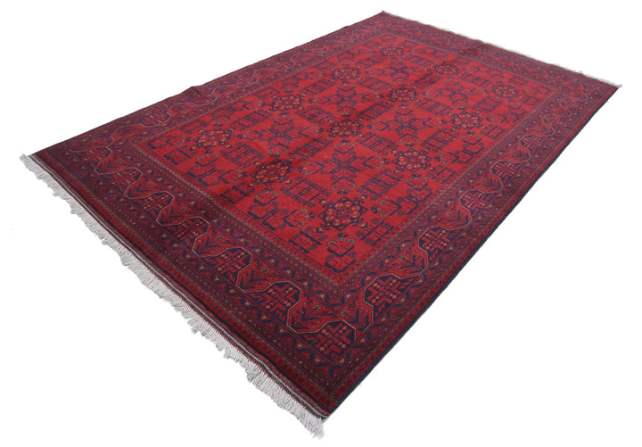 Red Afghan Tribal Rug 6' 6" x 9' 11" Hand-Knotted | No. AT76938