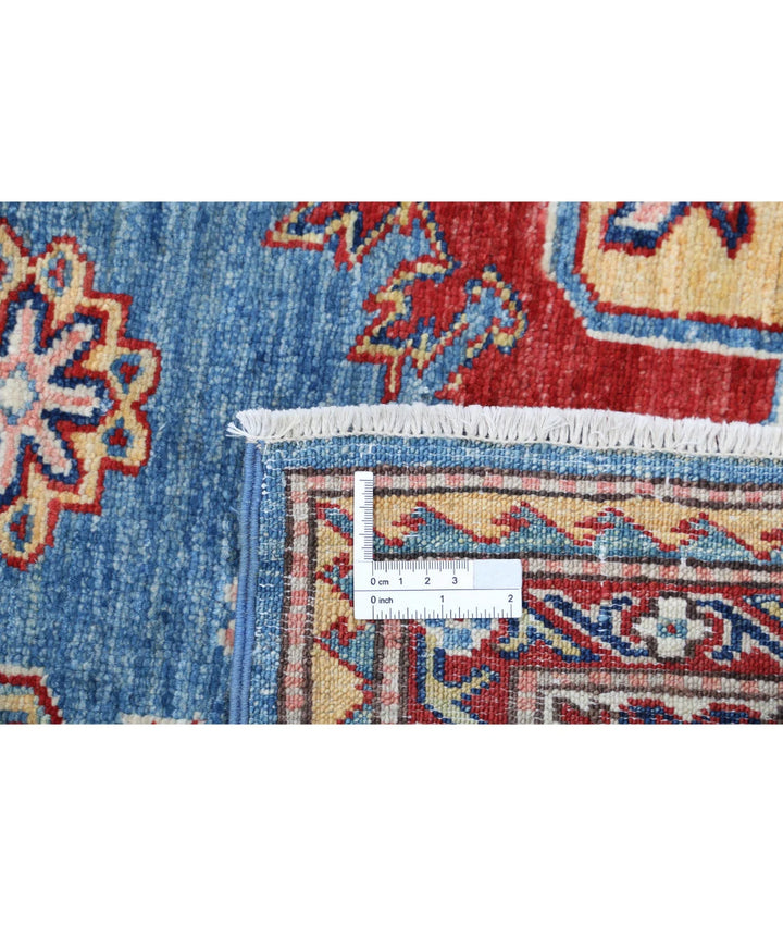Blue Afghan Kazak Rug 5' 7" x 8' 1" Hand-Knotted | No. AT770200