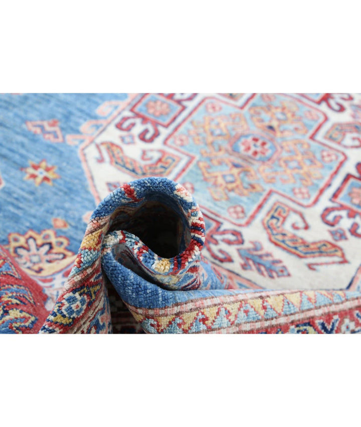 Blue Afghan Kazak Rug 5' 7" x 8' 1" Hand-Knotted | No. AT770200