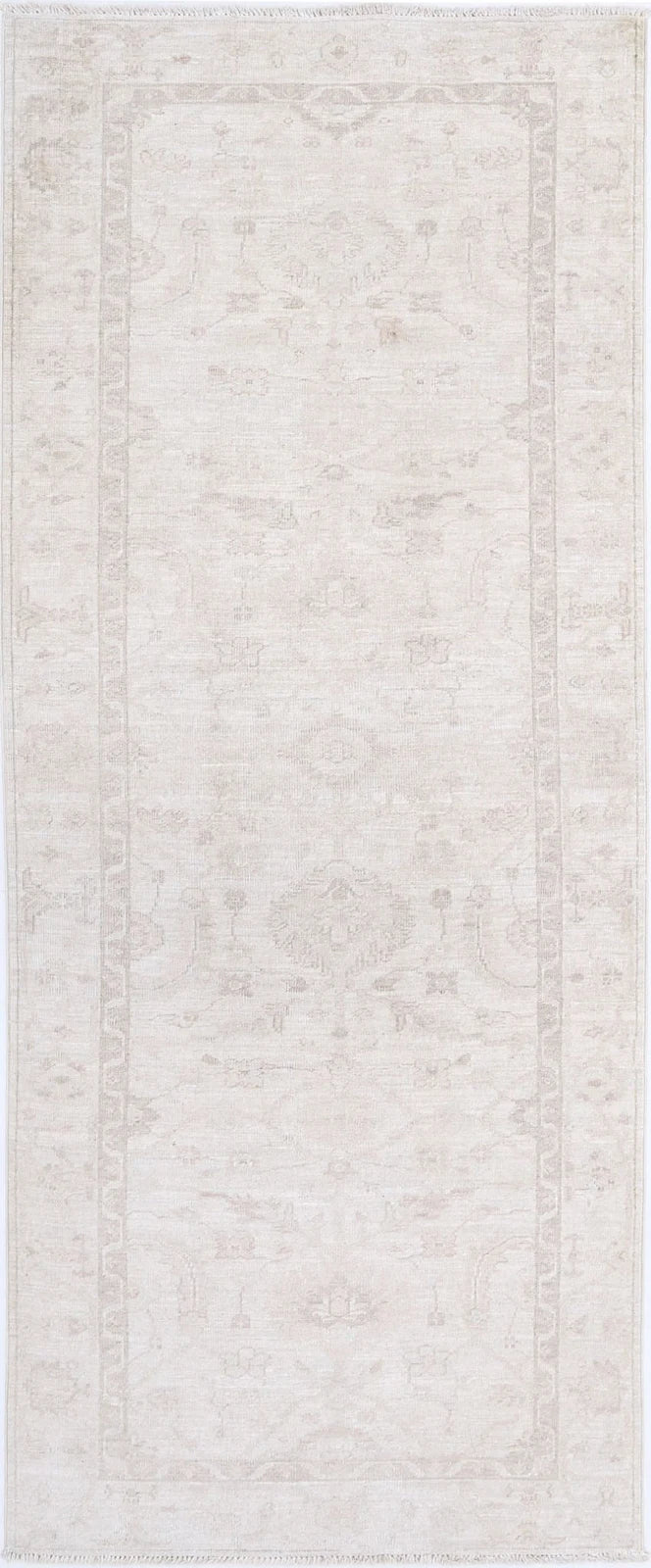 Ivory Afghan Serenity Rug 2' 7" x 6' 9" Hand-Knotted | No. AT77062