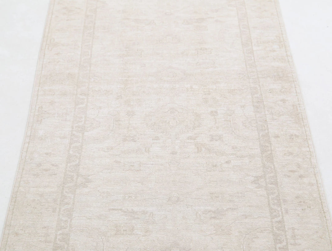 Ivory Afghan Serenity Rug 2' 7" x 6' 9" Hand-Knotted | No. AT77062