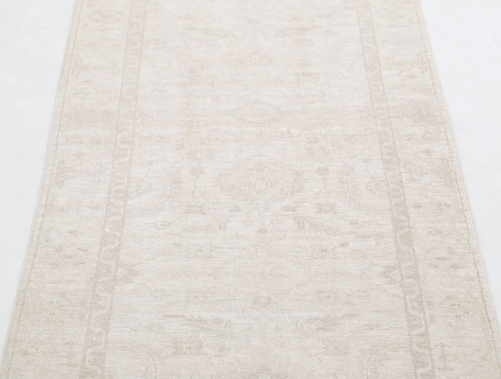 Ivory Afghan Serenity Rug 2' 7" x 6' 9" Hand-Knotted | No. AT77062