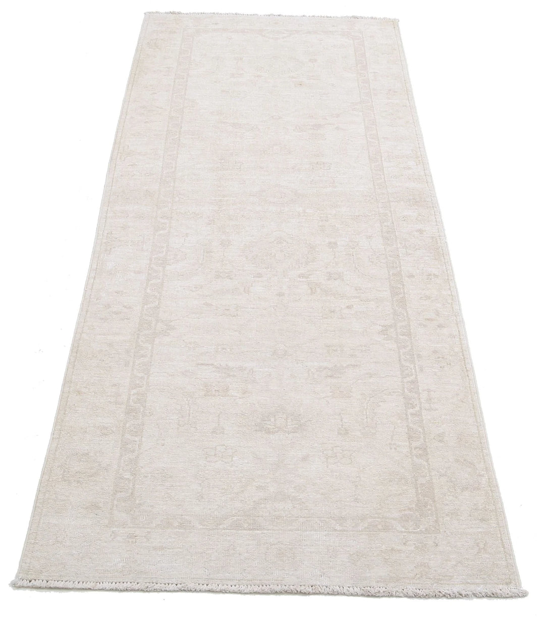 Ivory Afghan Serenity Rug 2' 7" x 6' 9" Hand-Knotted | No. AT77062