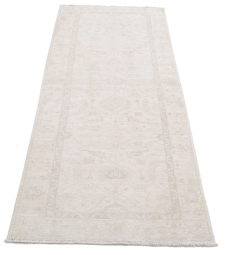 Ivory Afghan Serenity Rug 2' 7" x 6' 9" Hand-Knotted | No. AT77062