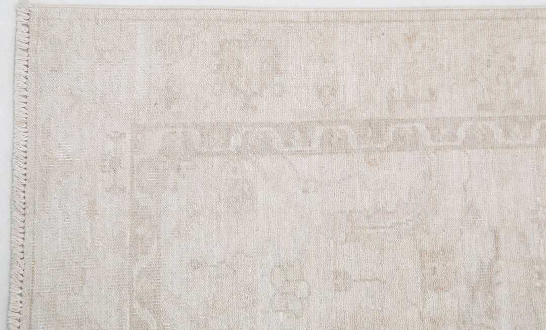 Ivory Afghan Serenity Rug 2' 7" x 6' 9" Hand-Knotted | No. AT77062