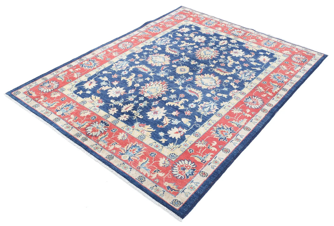 Afghan Ziegler Rug 4' 10" x 6' 4" Hand-Knotted | No. AT77077