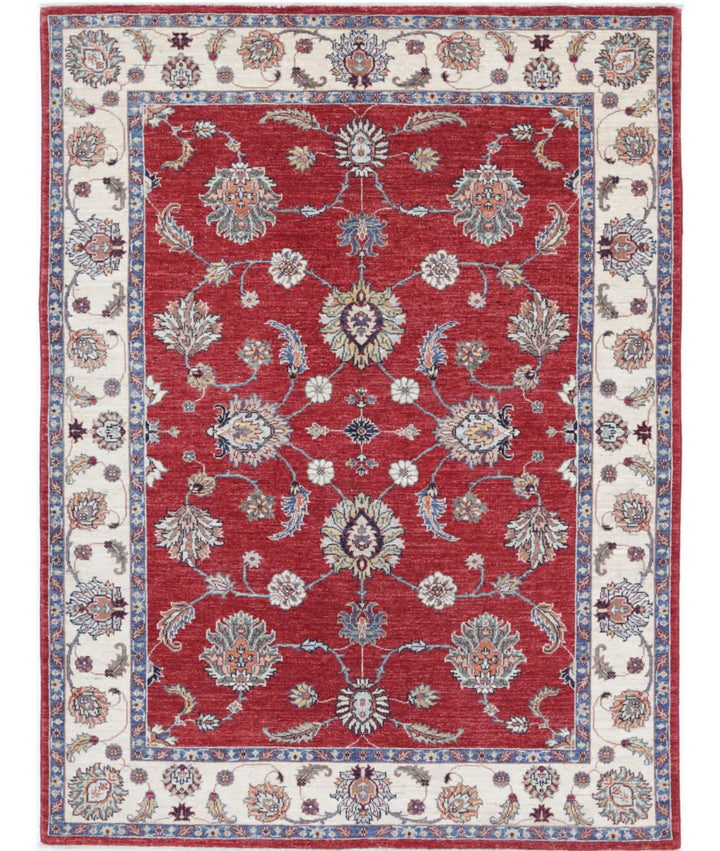 Afghan Ziegler Rug 5' 0" x 6' 7" Hand-Knotted | No. AT77149