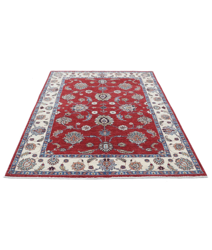 Afghan Ziegler Rug 5' 0" x 6' 7" Hand-Knotted | No. AT77149