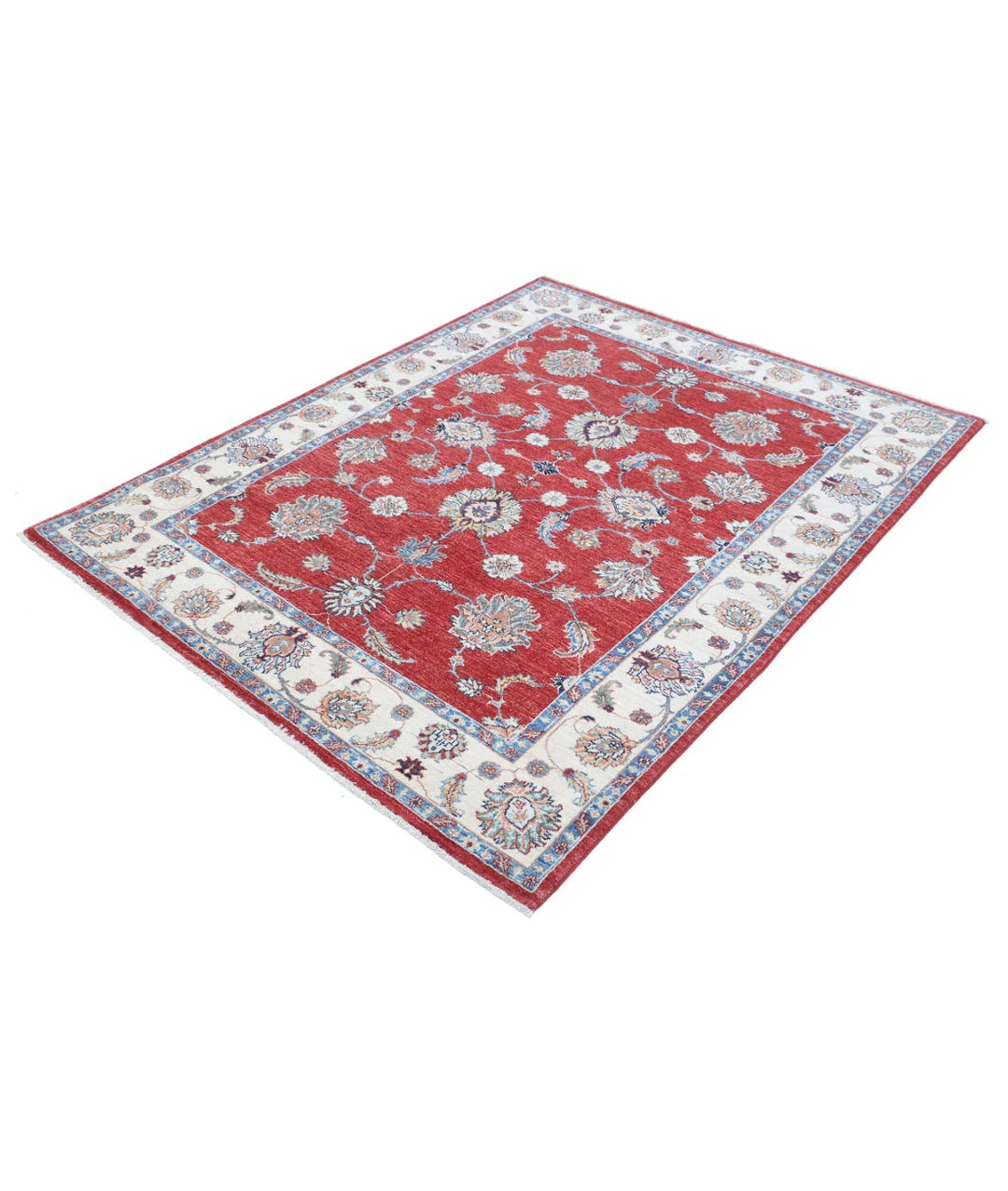 Afghan Ziegler Rug 5' 0" x 6' 7" Hand-Knotted | No. AT77149