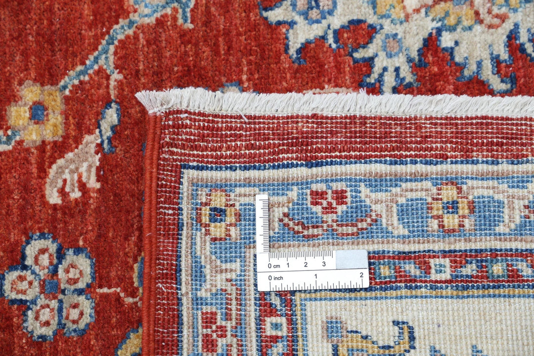 Red Afghan Ziegler Rug 5' 7" x 7' 9" Hand-Knotted | No. AT77263